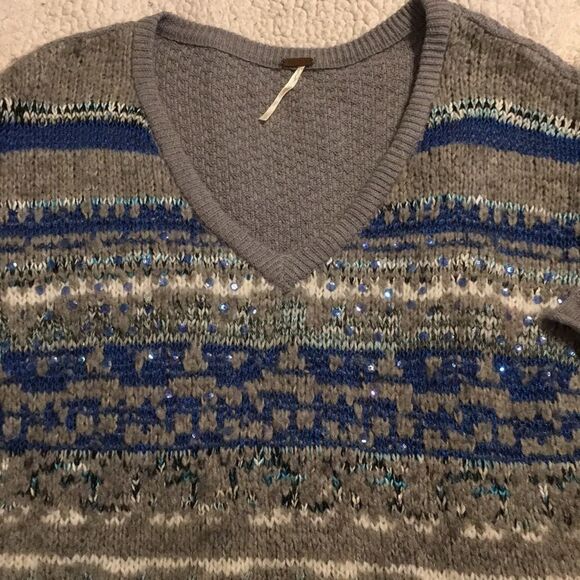 Free People Voluminous Fair Isle Sweater Size Small/medium - Picture 6 of 7